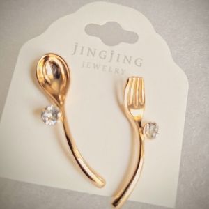 🆕️spoon and fork small post earrings, gold plated